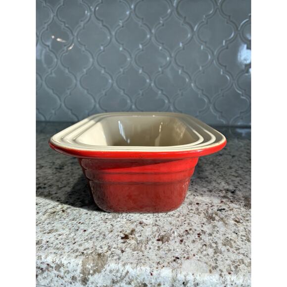 Le Creuset Bread Meatloaf Baking Dish Stoneware Red Loaf Pan Rectangular 9"X5" - Picture 5 of 8